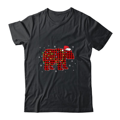 Red Plaid Bear Christmas Lights Santa Hat Pajamas T-Shirt & Sweatshirt | Teecentury.com