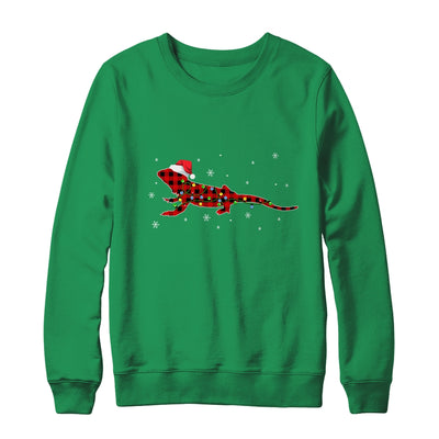 Red Plaid Bearded Dragon Christmas Lights Santa Hat Pajamas T-Shirt & Sweatshirt | Teecentury.com