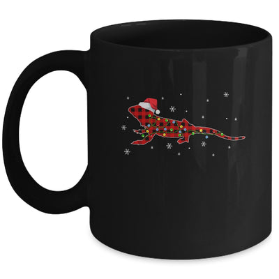 Red Plaid Bearded Dragon Christmas Lights Santa Hat Pajamas Mug Coffee Mug | Teecentury.com