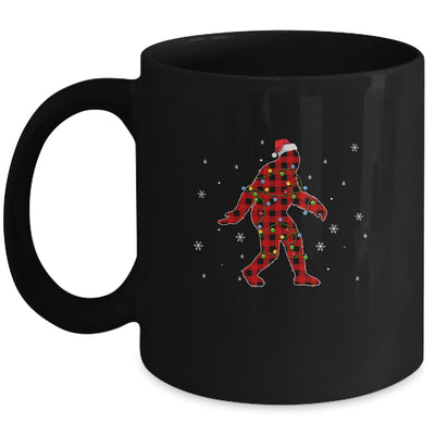 Red Plaid Bigfoot Christmas Lights Santa Hat Pajamas Mug Coffee Mug | Teecentury.com