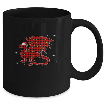 Red Plaid Dragon Christmas Lights Santa Hat Pajamas Mug Coffee Mug | Teecentury.com