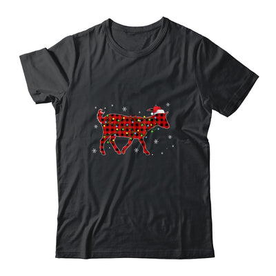 Red Plaid Goat Christmas Lights Santa Hat Pajamas T-Shirt & Sweatshirt | Teecentury.com