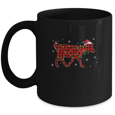 Red Plaid Goat Christmas Lights Santa Hat Pajamas Mug Coffee Mug | Teecentury.com