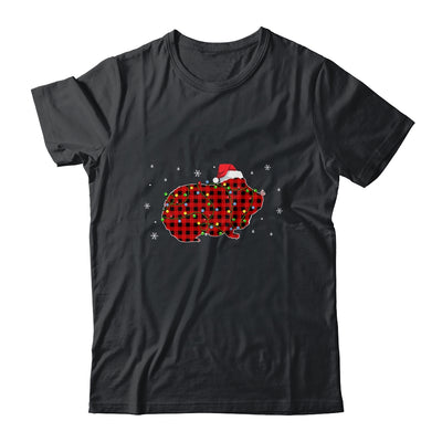 Red Plaid Guinea Pig Christmas Lights Santa Hat Pajamas T-Shirt & Sweatshirt | Teecentury.com