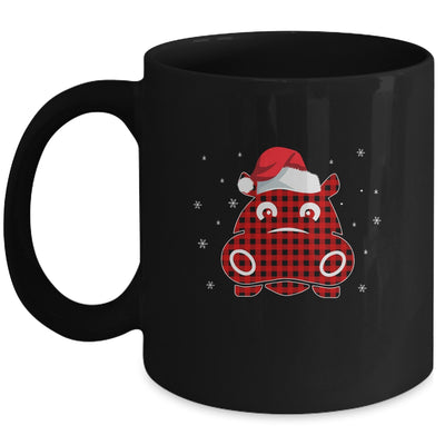 Red Plaid Hippopotamus Christmas Lights Santa Hat Pajamas Mug Coffee Mug | Teecentury.com