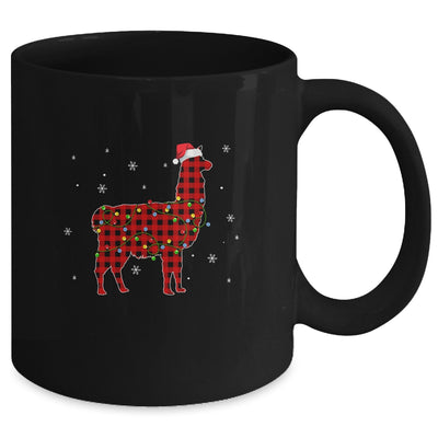 Red Plaid Llama Christmas Lights Santa Hat Pajamas Mug Coffee Mug | Teecentury.com