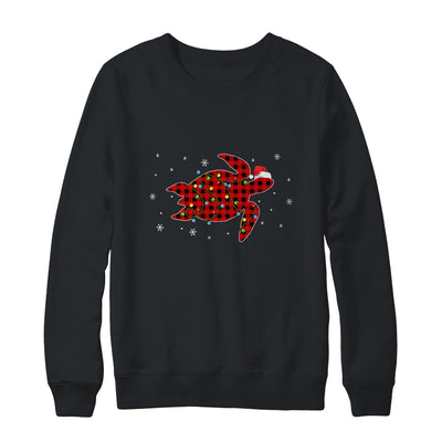 Red Plaid Turtle Christmas Lights Santa Hat Pajamas T-Shirt & Sweatshirt | Teecentury.com