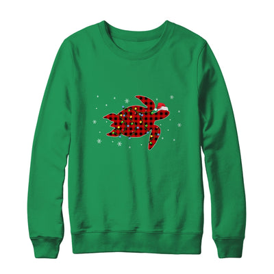 Red Plaid Turtle Christmas Lights Santa Hat Pajamas T-Shirt & Sweatshirt | Teecentury.com