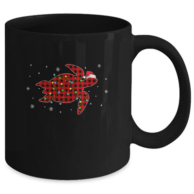 Red Plaid Turtle Christmas Lights Santa Hat Pajamas Mug Coffee Mug | Teecentury.com