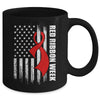 Red Ribbon Week American Flag Vintage Distressed Mug | teecentury