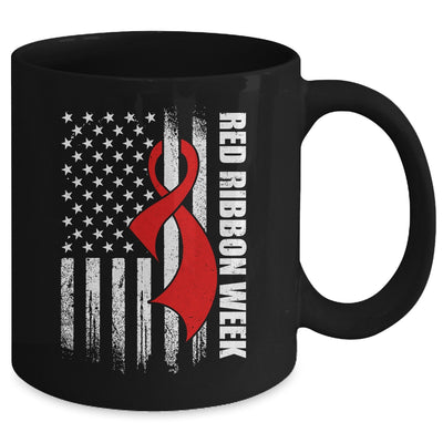 Red Ribbon Week American Flag Vintage Distressed Mug | teecentury