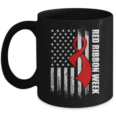 Red Ribbon Week American Flag Vintage Distressed Mug | teecentury