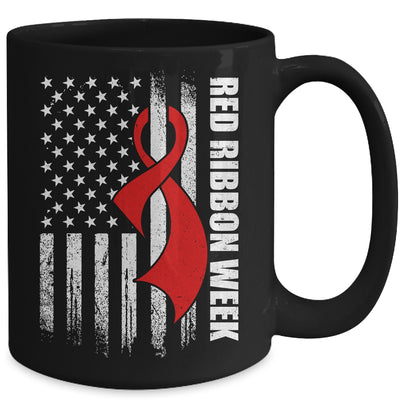 Red Ribbon Week American Flag Vintage Distressed Mug | teecentury