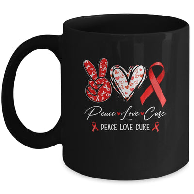 Red Ribbon Week Awareness Wear Red Peace Love Cure Support Mug | teecentury