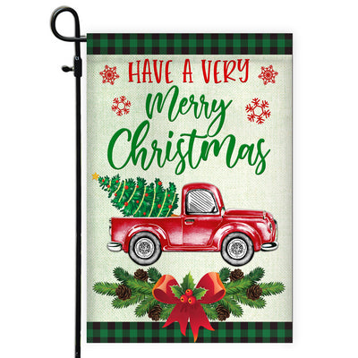 Red Truck Christmas Flag Evergreen Have A Very Christmas Holiday Flag | Teecentury.com