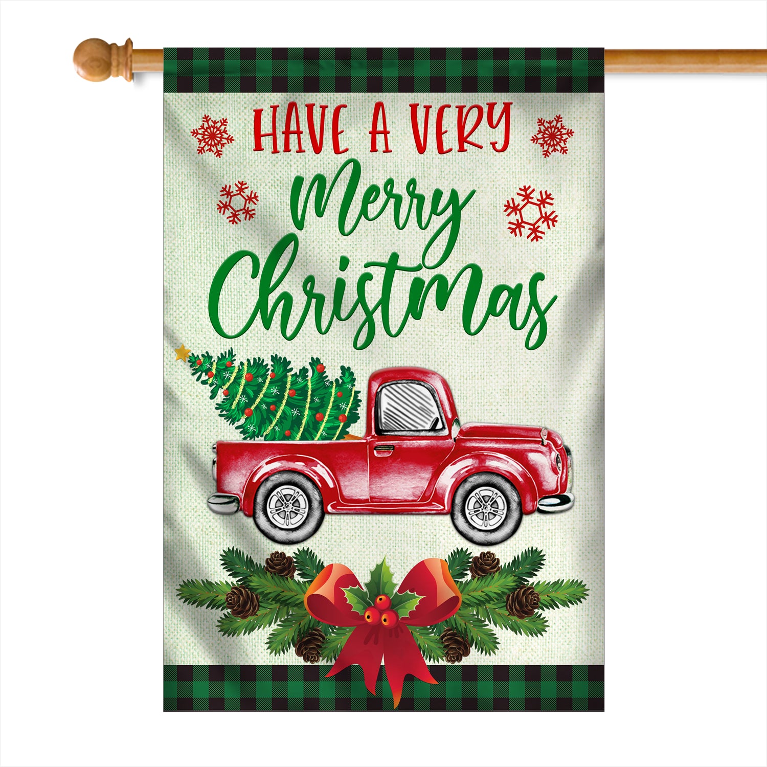 Red Truck Christmas Flag Evergreen Have A Very Christmas Holiday Flag | Teecentury.com