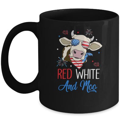 Red White And Moo Cow USA Flag 4th Of July Mug Coffee Mug | Teecentury.com