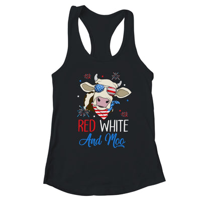 Red White And Moo Cow USA Flag 4th Of July T-Shirt & Tank Top | Teecentury.com