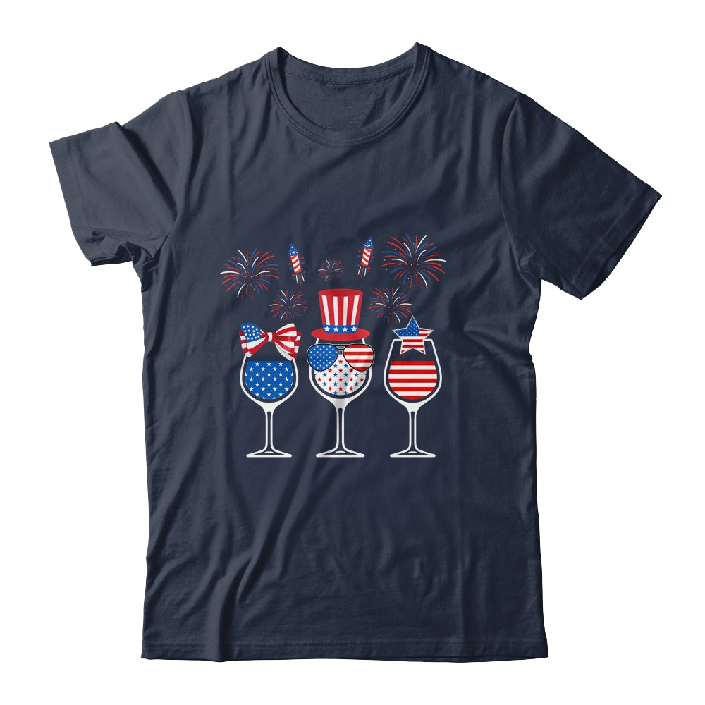 Red White Blue Wine Glasses American Flag Happy 4th Of July T-Shirt & Tank Top | Teecentury.com