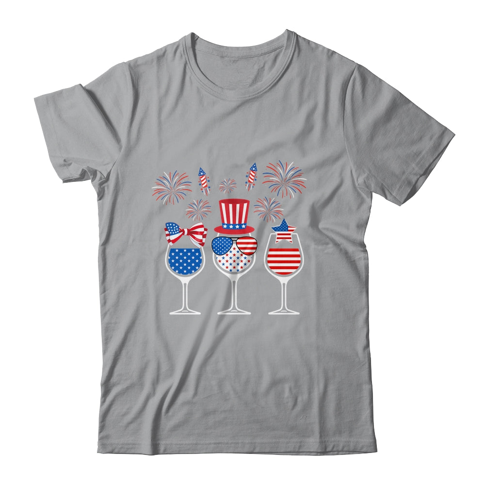 Red White Blue Wine Glasses American Flag Happy 4th Of July T-Shirt & Tank Top | Teecentury.com