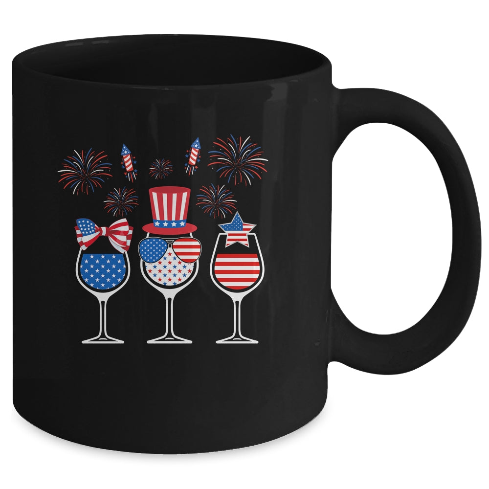 Red White Blue Wine Glasses American Flag Happy 4th Of July Mug Coffee Mug | Teecentury.com