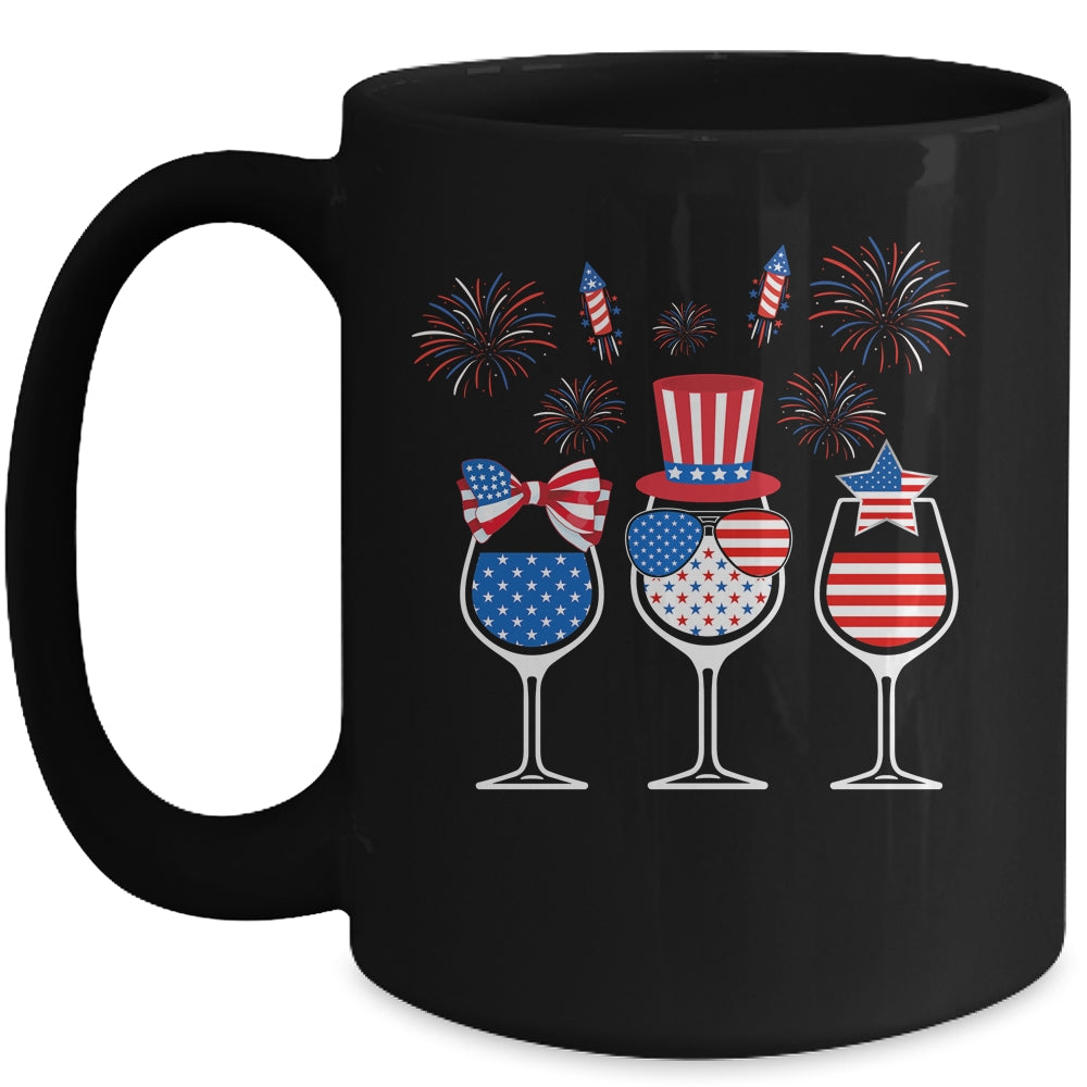 Red White Blue Wine Glasses American Flag Happy 4th Of July Mug Coffee Mug | Teecentury.com