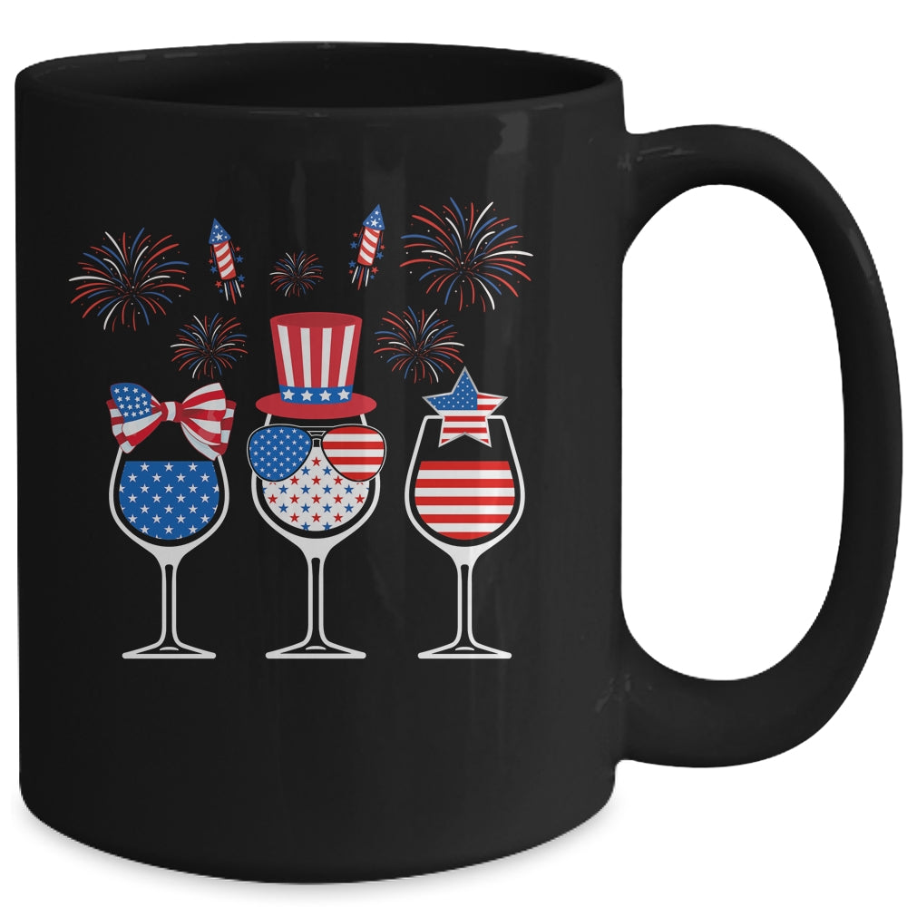 Red White Blue Wine Glasses American Flag Happy 4th Of July Mug Coffee Mug | Teecentury.com