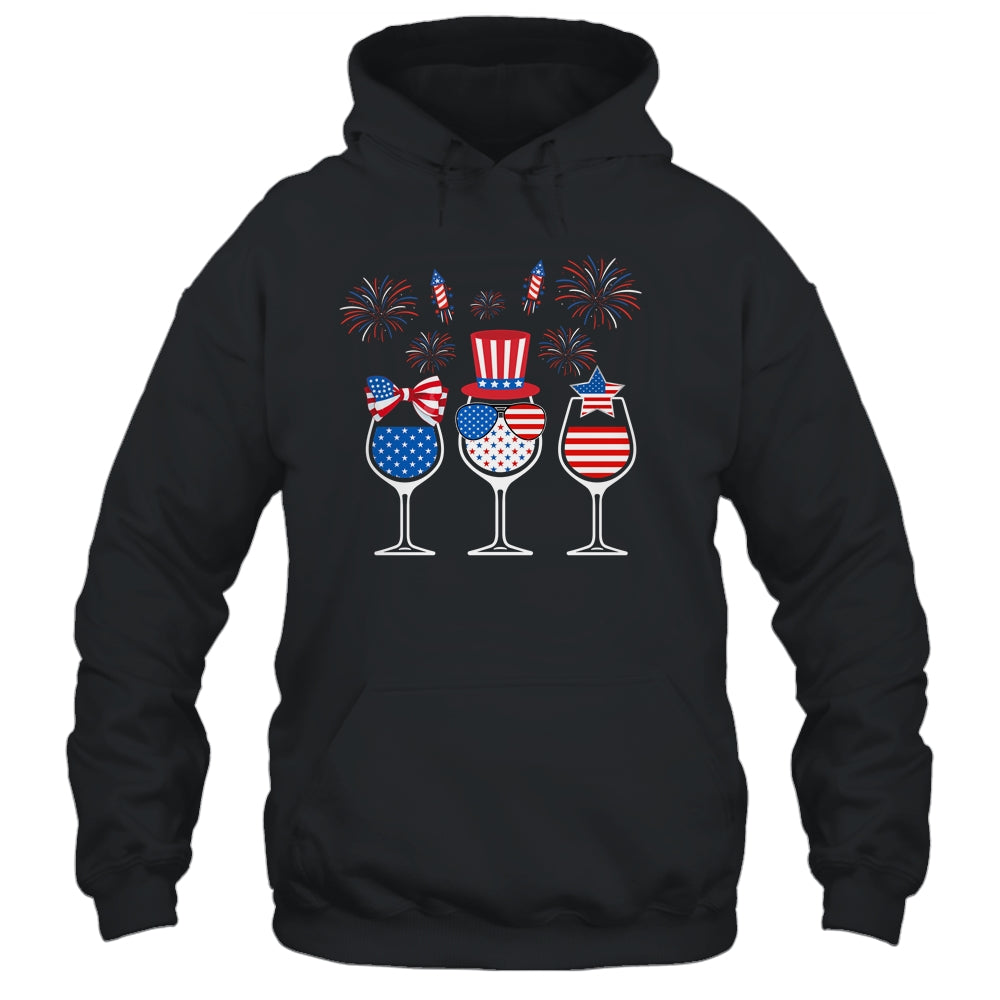 Red White Blue Wine Glasses American Flag Happy 4th Of July T-Shirt & Tank Top | Teecentury.com