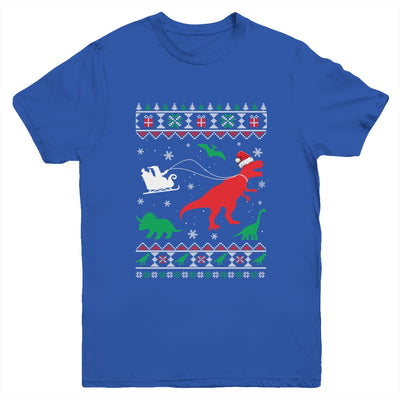 Reindeer Dinosaur Ugly Christmas Xmas For Boy Kids Youth Youth Shirt | Teecentury.com