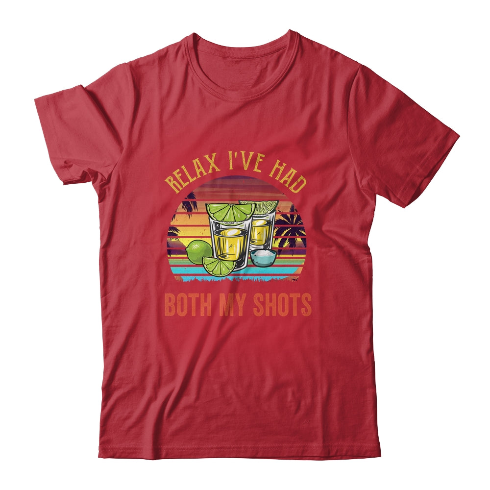 Relax I've Had Both My Shots Funny American Sunset Vintage T-Shirt & Tank Top | Teecentury.com