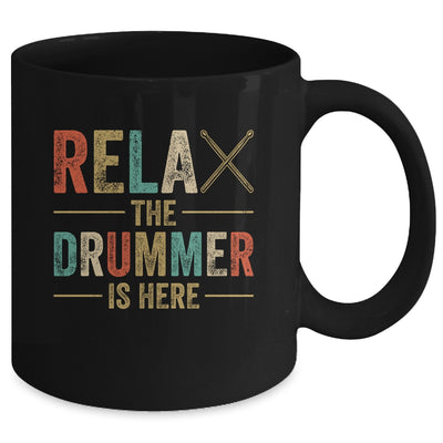 Relax The Drummer Is Here Funny Drummer Design For Men Retro Mug | teecentury
