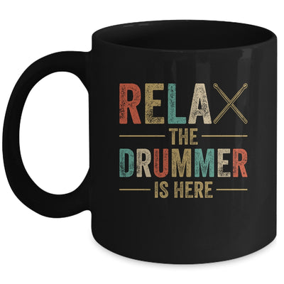 Relax The Drummer Is Here Funny Drummer Design For Men Retro Mug | teecentury