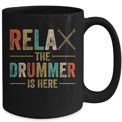 Relax The Drummer Is Here Funny Drummer Design For Men Retro Mug | teecentury