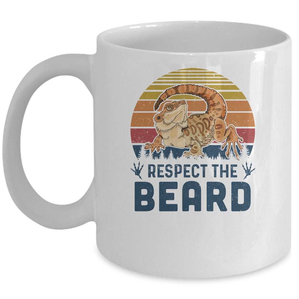Respect The Beard Vintage Funny Bearded Dragon Mug Coffee Mug | Teecentury.com