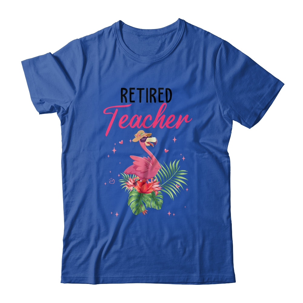 Retired Teacher Tropical Pink Flamingo Teacher Retirement T-Shirt & Tank Top | Teecentury.com