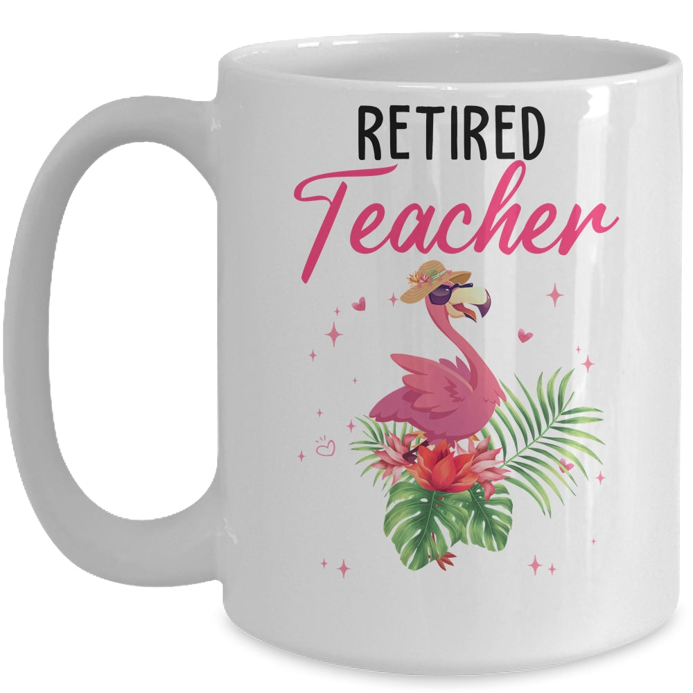 Retired Teacher Tropical Pink Flamingo Teacher Retirement Mug Coffee Mug | Teecentury.com
