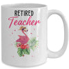 Retired Teacher Tropical Pink Flamingo Teacher Retirement Mug Coffee Mug | Teecentury.com