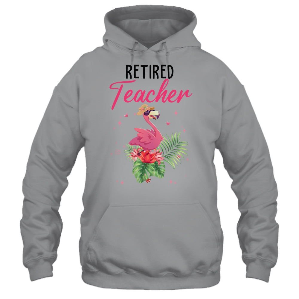Retired Teacher Tropical Pink Flamingo Teacher Retirement T-Shirt & Tank Top | Teecentury.com
