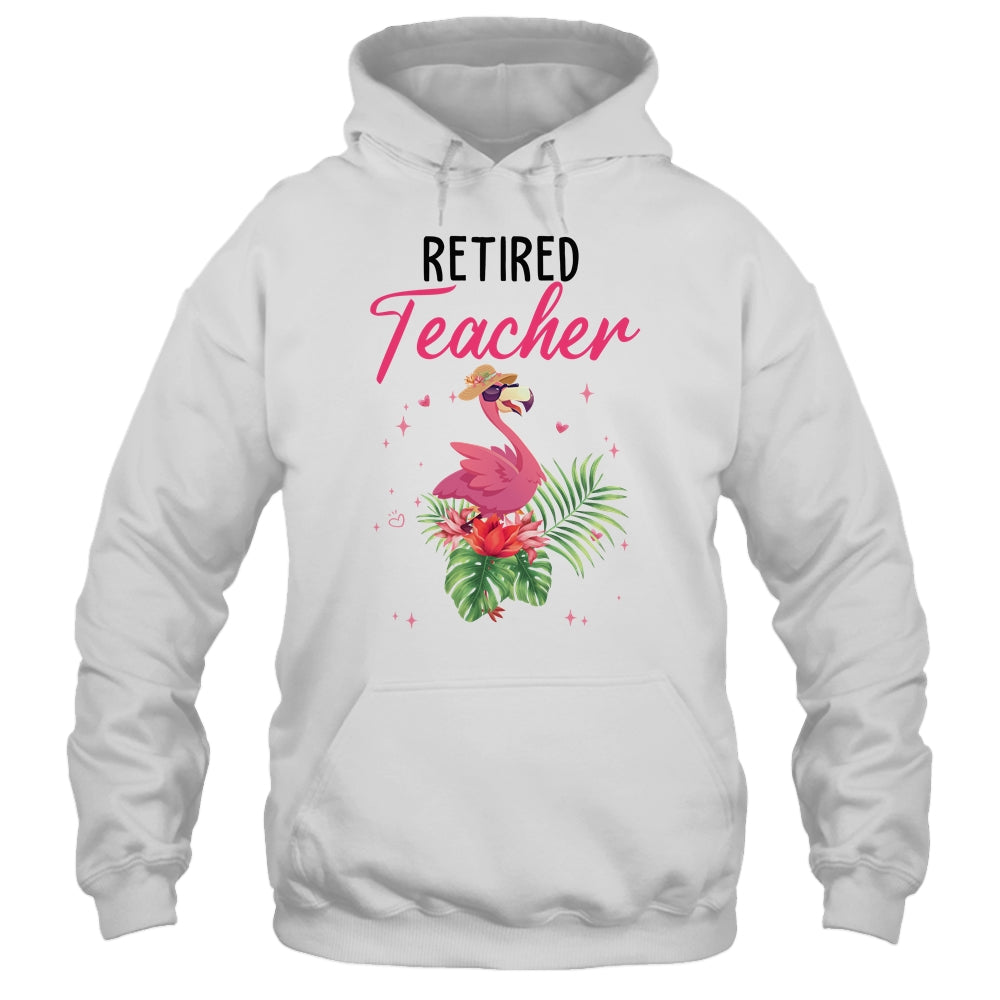 Retired Teacher Tropical Pink Flamingo Teacher Retirement T-Shirt & Tank Top | Teecentury.com