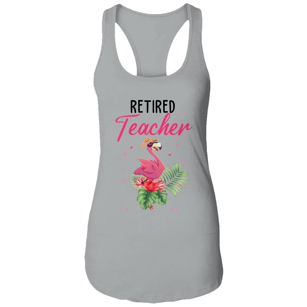 Retired Teacher Tropical Pink Flamingo Teacher Retirement T-Shirt & Tank Top | Teecentury.com