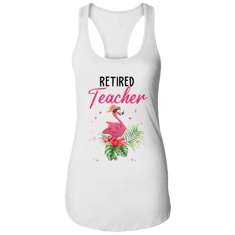 Retired Teacher Tropical Pink Flamingo Teacher Retirement T-Shirt & Tank Top | Teecentury.com