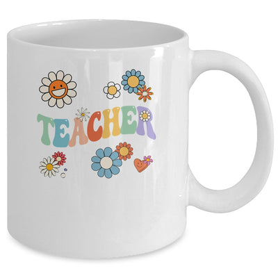 Retro Groovy Flower Teacher For Women Back To School Mug | teecentury