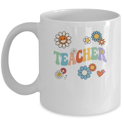 Retro Groovy Flower Teacher For Women Back To School Mug | teecentury