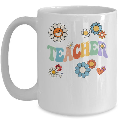 Retro Groovy Flower Teacher For Women Back To School Mug | teecentury