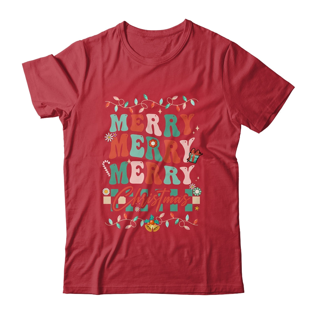 Retro Groovy Merry Christmas Family Matching Xmas Shirt & Sweatshirt | teecentury
