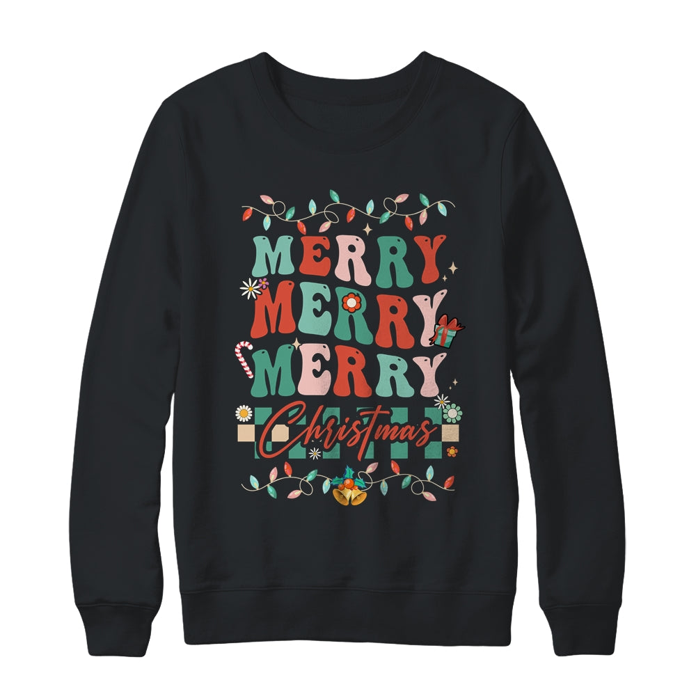 Retro Groovy Merry Christmas Family Matching Xmas Shirt & Sweatshirt | teecentury