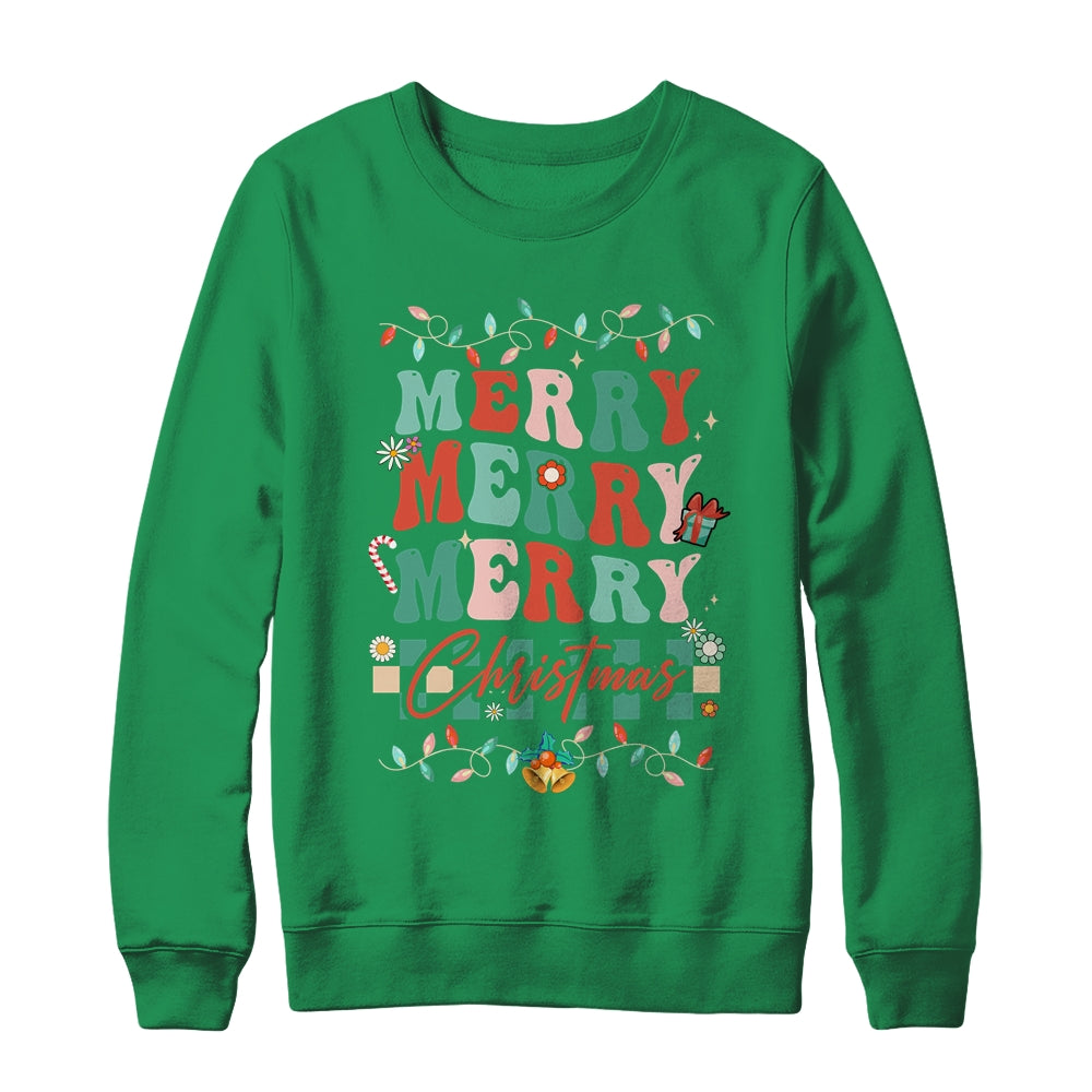 Retro Groovy Merry Christmas Family Matching Xmas Shirt & Sweatshirt | teecentury