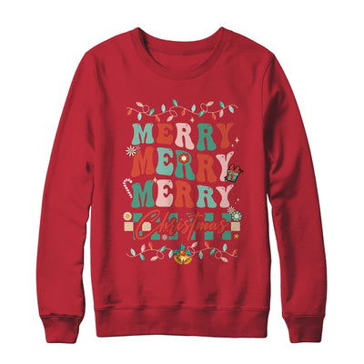 Retro Groovy Merry Christmas Family Matching Xmas Shirt & Sweatshirt | teecentury