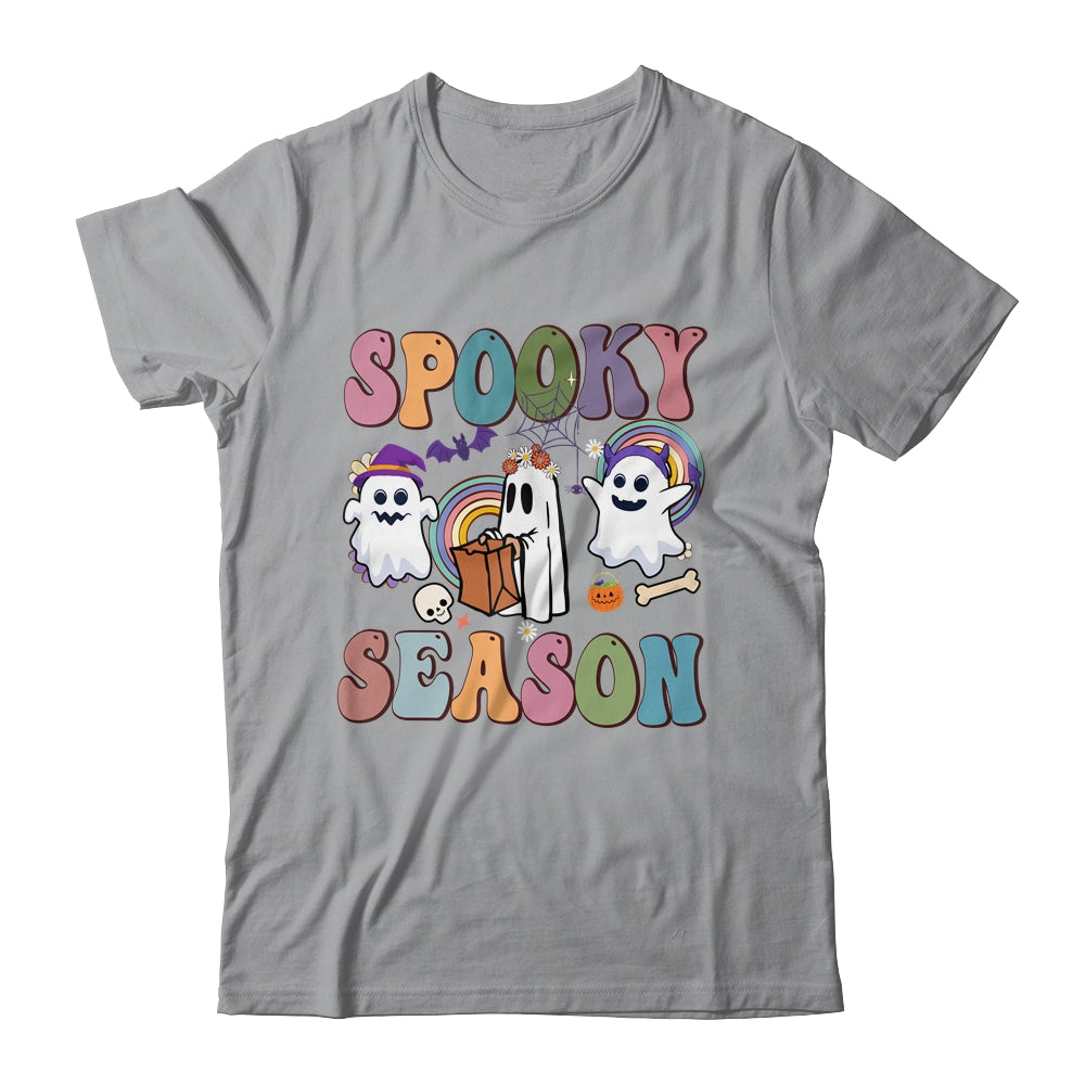 Retro Groovy Spooky Season Floral Ghost Pumpkin Halloween Shirt & Hoodie | teecentury