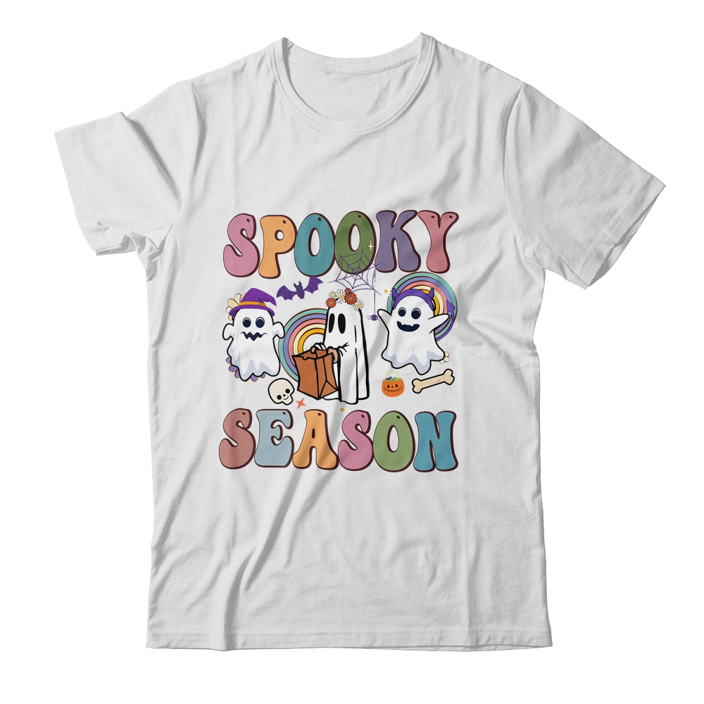 Retro Groovy Spooky Season Floral Ghost Pumpkin Halloween Shirt & Hoodie | teecentury